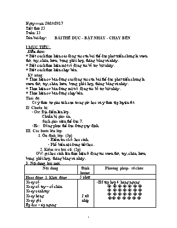 Giáo án Thể dục Lớp 7 - Tuần 13 - Năm học 2017-2018 - Trường THCS Ngô Quang Nhã