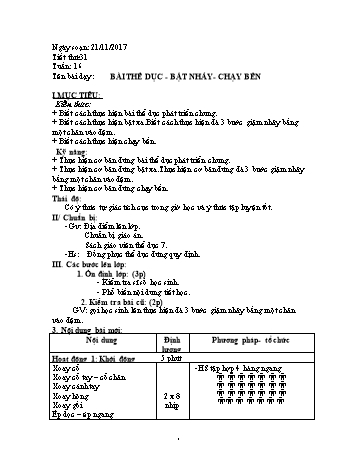 Giáo án Thể dục Lớp 7 - Tuần 16 - Năm học 2017-2018 - Trường THCS Ngô Quang Nhã