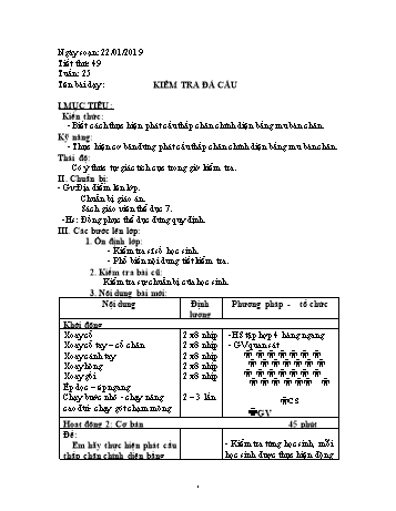Giáo án Thể dục Lớp 7 - Tuần 25 - Năm học 2018-2019 - Trường THCS Ngô Quang Nhã