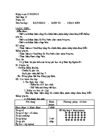 Giáo án Thể dục Lớp 7 - Tuần 28 - Năm học 2017-2018 - Trường THCS Ngô Quang Nhã