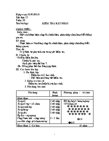 Giáo án Thể dục Lớp 7 - Tuần 29 - Năm học 2017-2018 - Trường THCS Ngô Quang Nhã