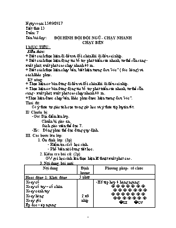 Giáo án Thể dục Lớp 7 - Tuần 7 - Năm học 2017-2018 - Trường THCS Ngô Quang Nhã