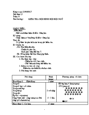 Giáo án Thể dục Lớp 7 - Tuần 8 - Năm học 2017-2018 - Trường THCS Ngô Quang Nhã
