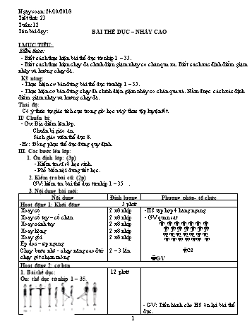 Giáo án Thể dục Lớp 8 - Tuần 12 - Năm học 2018-2019 - Trường THCS Ngô Quang Nhã