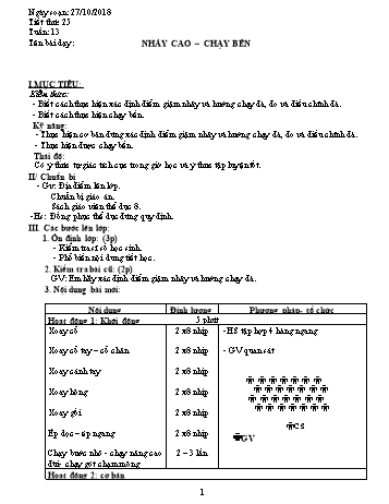 Giáo án Thể dục Lớp 8 - Tuần 13 - Năm học 2018-2019 - Trường THCS Ngô Quang Nhã