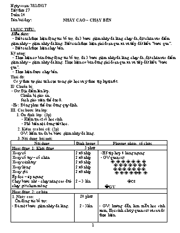 Giáo án Thể dục Lớp 8 - Tuần 14 - Năm học 2017-2018 - Trường THCS Ngô Quang Nhã