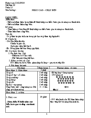 Giáo án Thể dục Lớp 8 - Tuần 15 - Năm học 2018-2019 - Trường THCS Ngô Quang Nhã