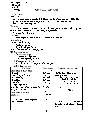 Giáo án Thể dục Lớp 8 - Tuần 16 - Năm học 2018-2019 - Trường THCS Ngô Quang Nhã