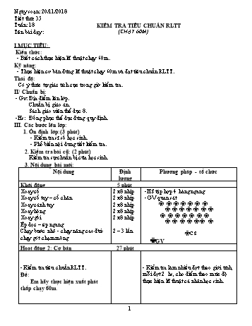 Giáo án Thể dục Lớp 8 - Tuần 18 - Năm học 2018-2019 - Trường THCS Ngô Quang Nhã