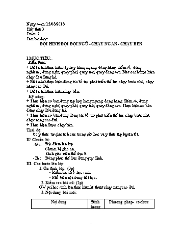 Giáo án Thể dục Lớp 8 - Tuần 2 - Năm học 2018-2019 - Trường THCS Ngô Quang Nhã