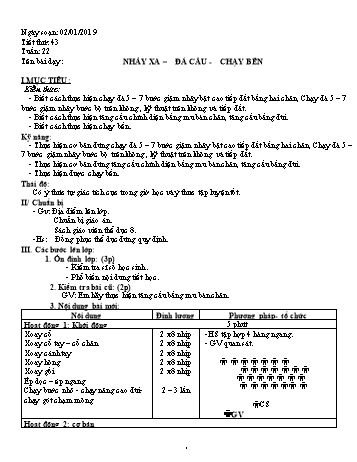 Giáo án Thể dục Lớp 8 - Tuần 22 - Năm học 2018-2019 - Trường THCS Ngô Quang Nhã