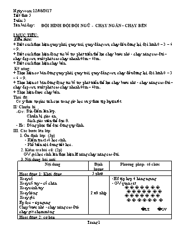 Giáo án Thể dục Lớp 8 - Tuần 3 - Năm học 2017-2018 - Trường THCS Ngô Quang Nhã