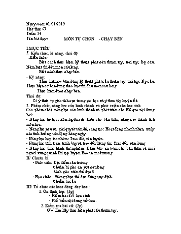 Giáo án Thể dục Lớp 8 - Tuần 34 - Năm học 2018-2019 - Trường THCS Ngô Quang Nhã