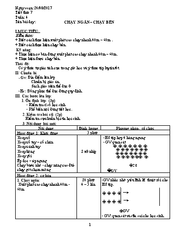 Giáo án Thể dục Lớp 8 - Tuần 4 - Năm học 2017-2018 - Trường THCS Ngô Quang Nhã