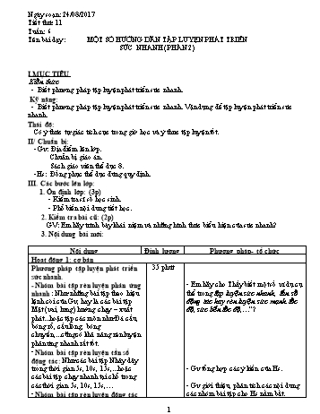Giáo án Thể dục Lớp 8 - Tuần 6 - Năm học 2017-2018 - Trường THCS Ngô Quang Nhã