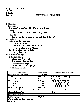 Giáo án Thể dục Lớp 9 - Tuần 11 - Năm học 2018-2019 - Trường THCS Ngô Quang Nhã