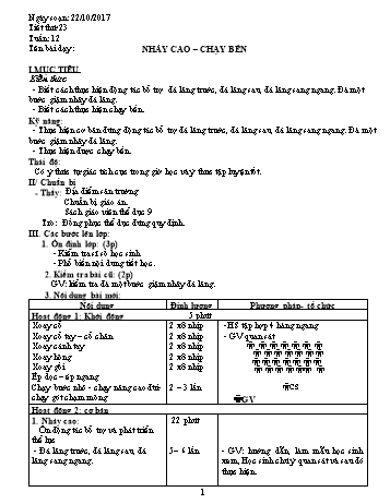 Giáo án Thể dục Lớp 9 - Tuần 12 - Năm học 2017-2018 - Trường THCS Ngô Quang Nhã
