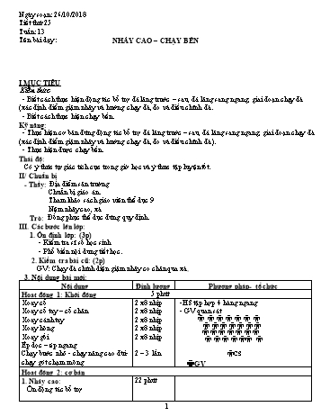 Giáo án Thể dục Lớp 9 - Tuần 13 - Năm học 2018-2019 - Trường THCS Ngô Quang Nhã