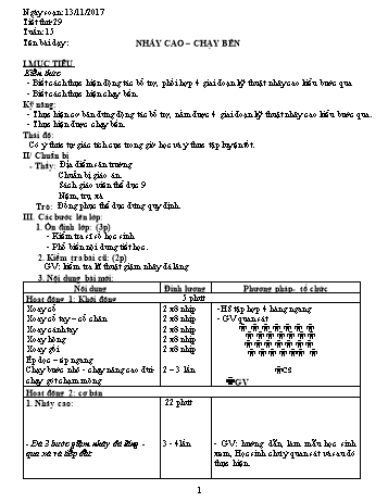 Giáo án Thể dục Lớp 9 - Tuần 15 - Năm học 2017-2018 - Trường THCS Ngô Quang Nhã