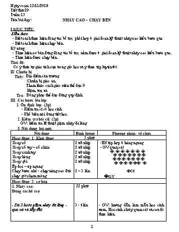 Giáo án Thể dục Lớp 9 - Tuần 15 - Năm học 2018-2019 - Trường THCS Ngô Quang Nhã