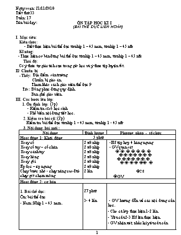 Giáo án Thể dục Lớp 9 - Tuần 17 - Năm học 2018-2019 - Trường THCS Ngô Quang Nhã