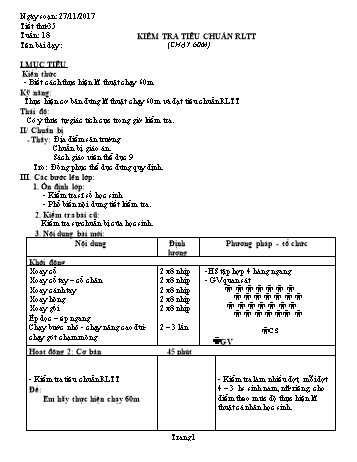 Giáo án Thể dục Lớp 9 - Tuần 18 - Năm học 2017-2018 - Trường THCS Ngô Quang Nhã
