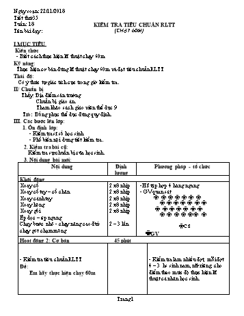 Giáo án Thể dục Lớp 9 - Tuần 18 - Năm học 2018-2019 - Trường THCS Ngô Quang Nhã