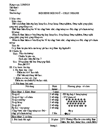 Giáo án Thể dục Lớp 9 - Tuần 2 - Năm học 2018-2019 - Trường THCS Ngô Quang Nhã