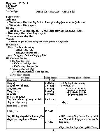 Giáo án Thể dục Lớp 9 - Tuần 20 - Năm học 2017-2018 - Trường THCS Ngô Quang Nhã