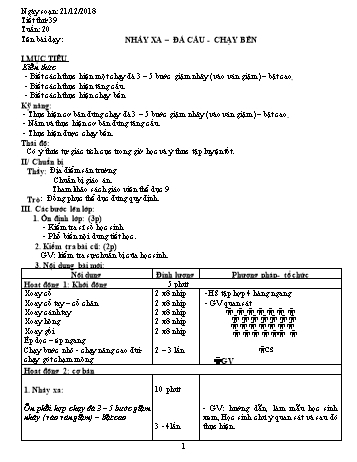 Giáo án Thể dục Lớp 9 - Tuần 20 - Năm học 2018-2019 - Trường THCS Ngô Quang Nhã