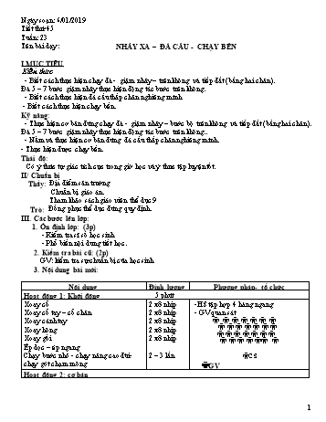 Giáo án Thể dục Lớp 9 - Tuần 23 - Năm học 2018-2019 - Trường THCS Ngô Quang Nhã