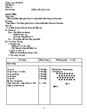Giáo án Thể dục Lớp 9 - Tuần 26 - Năm học 2017-2018 - Trường THCS Ngô Quang Nhã