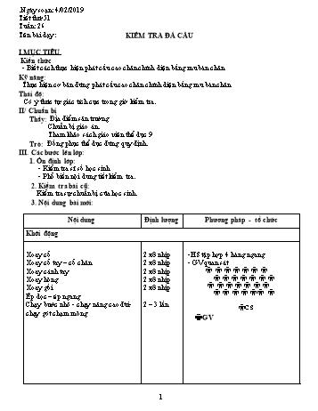 Giáo án Thể dục Lớp 9 - Tuần 26 - Năm học 2018-2019 - Trường THCS Ngô Quang Nhã