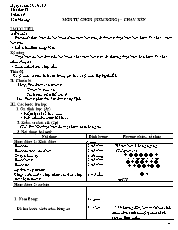 Giáo án Thể dục Lớp 9 - Tuần 29 - Năm học 2017-2018 - Trường THCS Ngô Quang Nhã