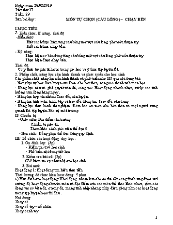 Giáo án Thể dục Lớp 9 - Tuần 29 - Năm học 2018-2019 - Trường THCS Ngô Quang Nhã