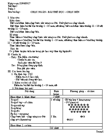 Giáo án Thể dục Lớp 9 - Tuần 3 - Năm học 2017-2018 - Trường THCS Ngô Quang Nhã