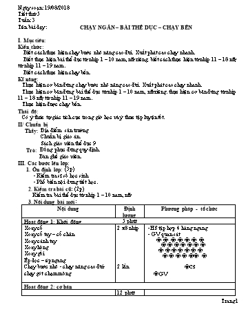Giáo án Thể dục Lớp 9 - Tuần 3 - Năm học 2018-2019 - Trường THCS Ngô Quang Nhã