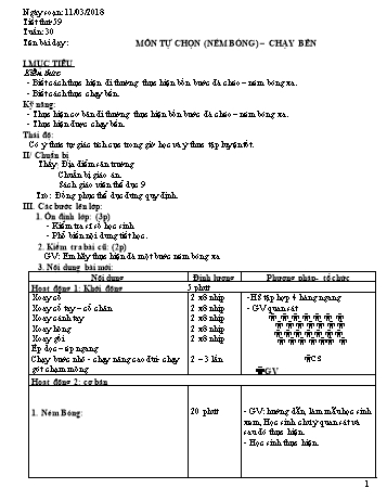 Giáo án Thể dục Lớp 9 - Tuần 30 - Năm học 2017-2018 - Trường THCS Ngô Quang Nhã