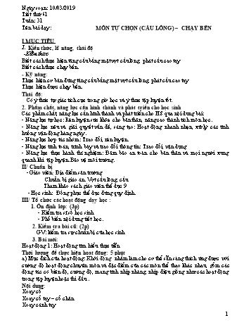 Giáo án Thể dục Lớp 9 - Tuần 31 - Năm học 2018-2019 - Trường THCS Ngô Quang Nhã