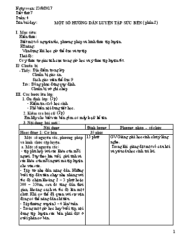 Giáo án Thể dục Lớp 9 - Tuần 4 - Năm học 2017-2018 - Trường THCS Ngô Quang Nhã