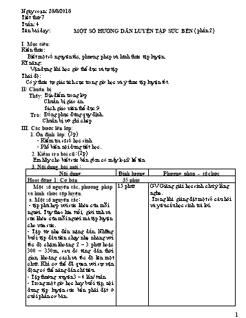 Giáo án Thể dục Lớp 9 - Tuần 4 - Năm học 2018-2019 - Trường THCS Ngô Quang Nhã