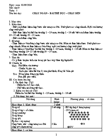 Giáo án Thể dục Lớp 9 - Tuần 5 - Năm học 2018-2019 - Trường THCS Ngô Quang Nhã