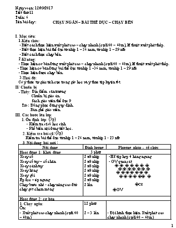 Giáo án Thể dục Lớp 9 - Tuần 6 - Năm học 2017-2018 - Trường THCS Ngô Quang Nhã