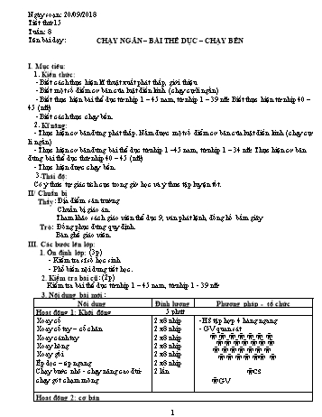 Giáo án Thể dục Lớp 9 - Tuần 8 - Năm học 2018-2019 - Trường THCS Ngô Quang Nhã
