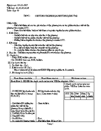 Giáo án Thể dục Lớp 9 - Tuần 9 - Năm học 2017-2018 - Trường THCS Ngô Quang Nhã