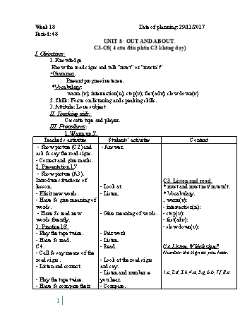 Giáo án Tiếng Anh Lớp 6 - Tuần 18 - Năm học 2017-2018 - Trường THCS Ngô Quang Nhã