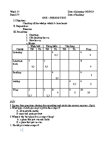 Giáo án Tiếng Anh Lớp 8 - Tuần 26 - Năm học 2018-2019 - Trường THCS Ngô Quang Nhã