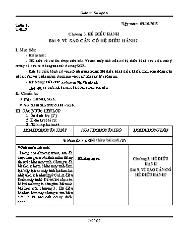 Giáo án Tin học Lớp 6 - Tuần 10 - Năm học 2018-2019 - Trường THCS Ngô Quang Nhã