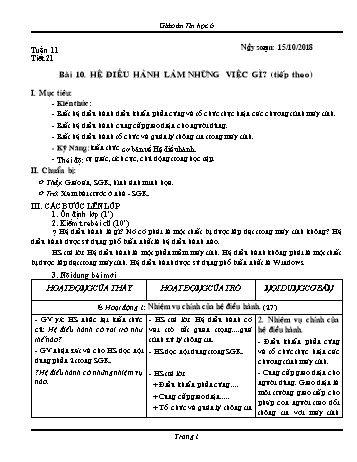 Giáo án Tin học Lớp 6 - Tuần 11 - Năm học 2018-2019 - Trường THCS Ngô Quang Nhã