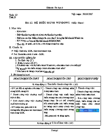 Giáo án Tin học Lớp 6 - Tuần 13 - Năm học 2017-2018 - Trường THCS Ngô Quang Nhã